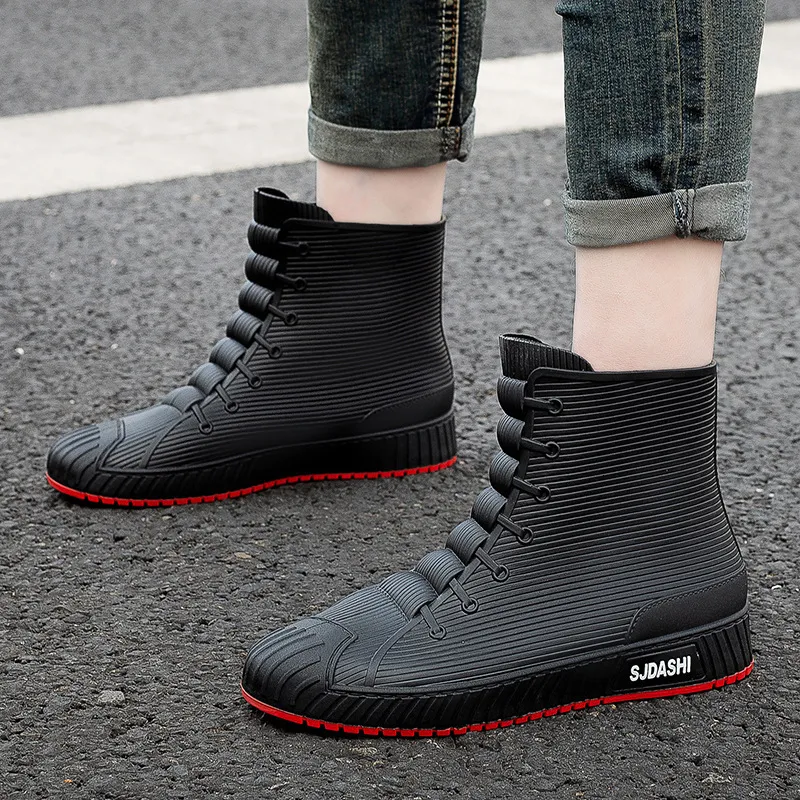 Regenlaarzen Rubberen herenlaarzen Trend Heren regenlaarzen Platform Outdoorschoenen Instapper Waterdicht Werk Herenlaarzen Soild Schoenen Bota Masculina 230920