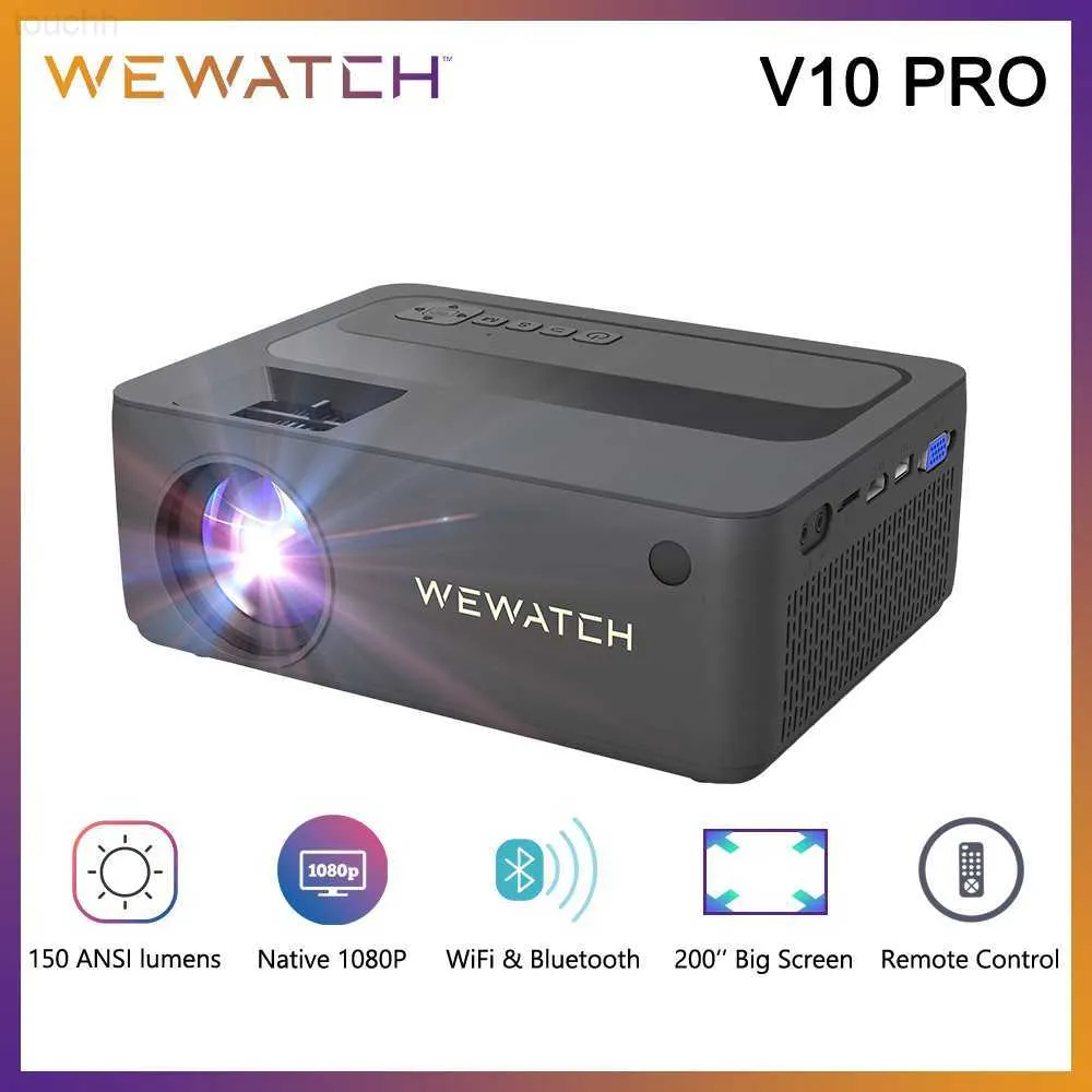 Projektörler Wewatch V10 Pro Native 1080p WiFi Projektör Taşınabilir Mini LED Full HD Video Tiyatrosu Projektörleri Güncellendi 150lm Ev Sineması L230923