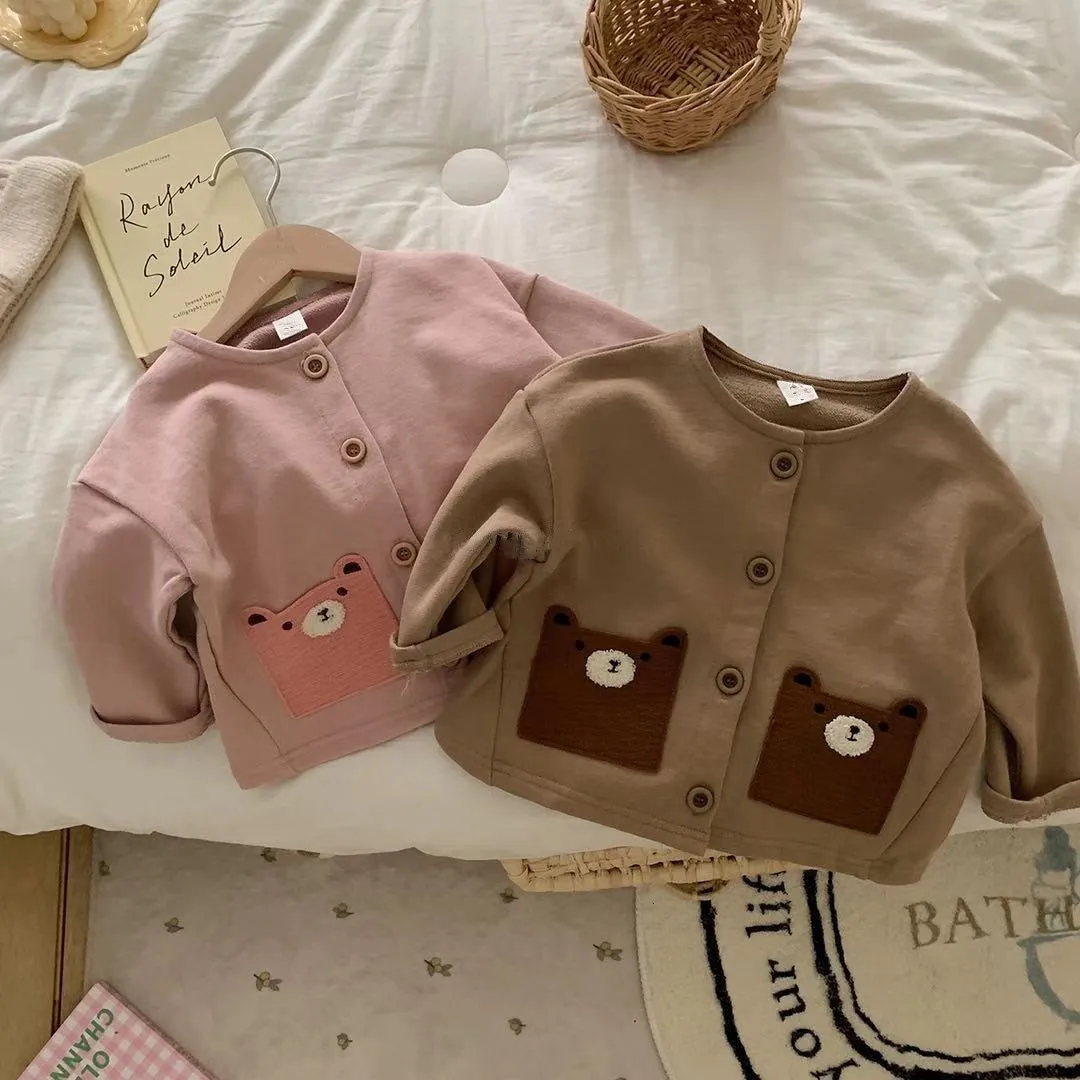 Chaquetas lindo oso nacido bebé abrigos 2023 otoño niños pequeños niñas niños abrigo de algodón suave Top Fot 018 meses 230920