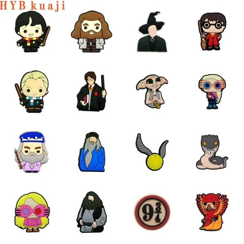 HYBkuaji custom 100pcs ha rry po tter shoe charms wholesale shoes  decorations pvc buckles for shoes hyb136-49-62