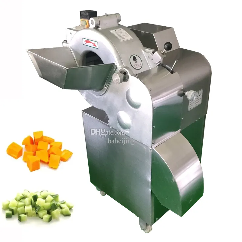 Affettatrice elettrica per cipolle. Macchina per affettare verdure commerciali. Tagliatrice per cubetti di frutta. Tagliatrice per verdure in acciaio inossidabile