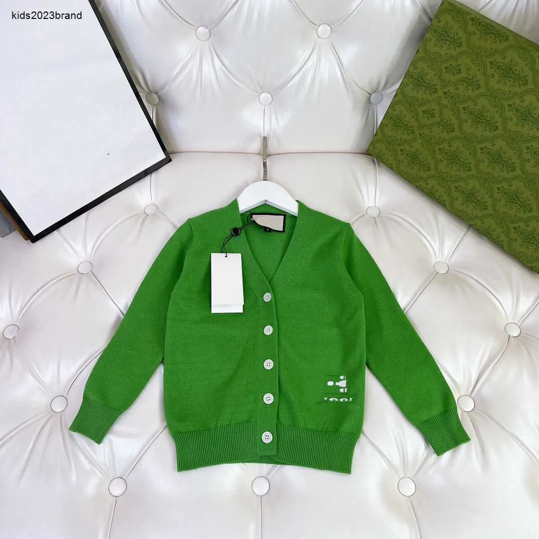 Cárdigan verde fresco para niños, suéter de manga larga con cuello en V para niños, talla 100-150 CM, Chaqueta de punto de un solo pecho para niña y niño Sep20