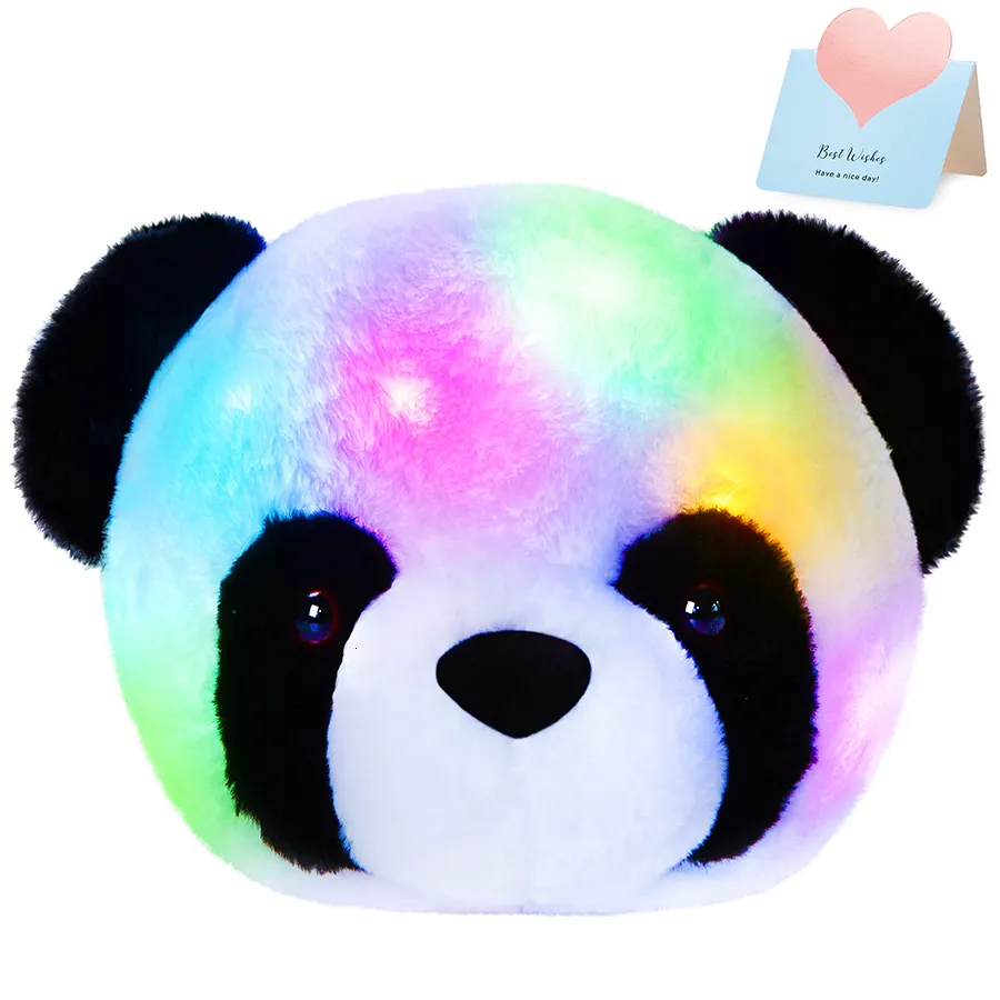 Bonecas de pelúcia 13.5in Panda Pelúcia Boneca Brinquedo LED Luz Almofadas Brilhantes Presente Macio Bonito Bichos de pelúcia para Meninas Brinquedo Luminoso Chinês 230921