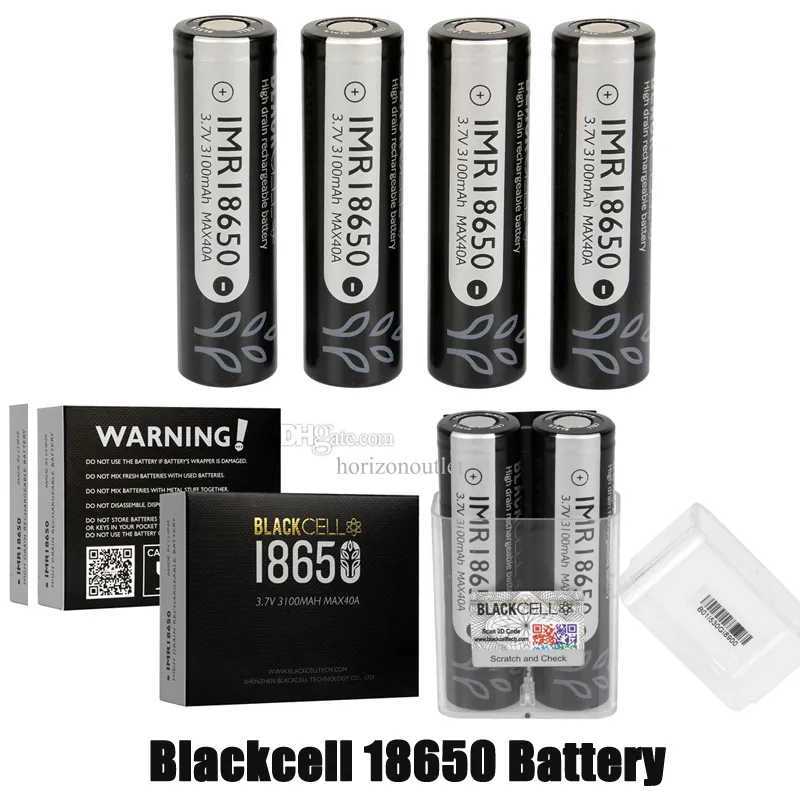 Bateria de íon-lítio autêntica BlackCell IMR 18650 3100mAh 40A 3.7V Vermelho Amarelo Azul 3000mAh Baterias de lítio recarregáveis de alta drenagem IMR18650 Black Cell