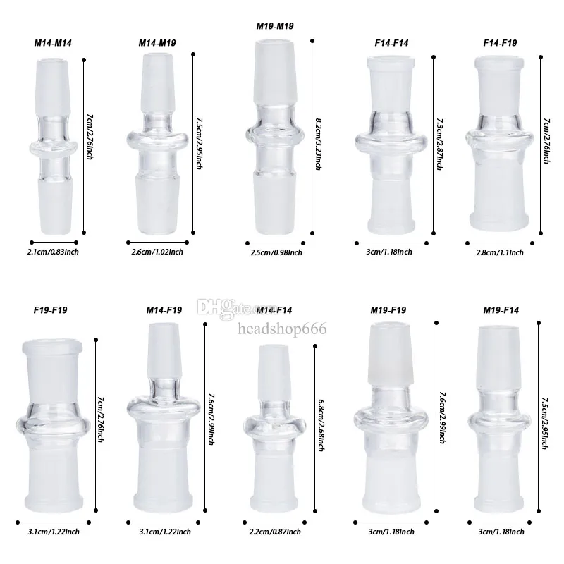 Headshop666 P006 Zubehör für Rauchpfeifen, Glasbong-Adapter, 14 mm/18 mm, männlich, weiblich, Dab-Rig-Rohre, Werkzeuge, 10 Modelle