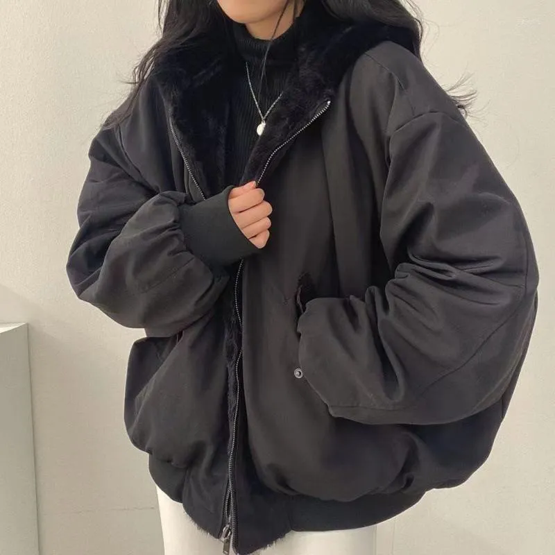 Jaquetas femininas outono e inverno engrossar parkas mulheres jaqueta casual confortável dupla camada estilo coreano simples na moda sólida quente bonito