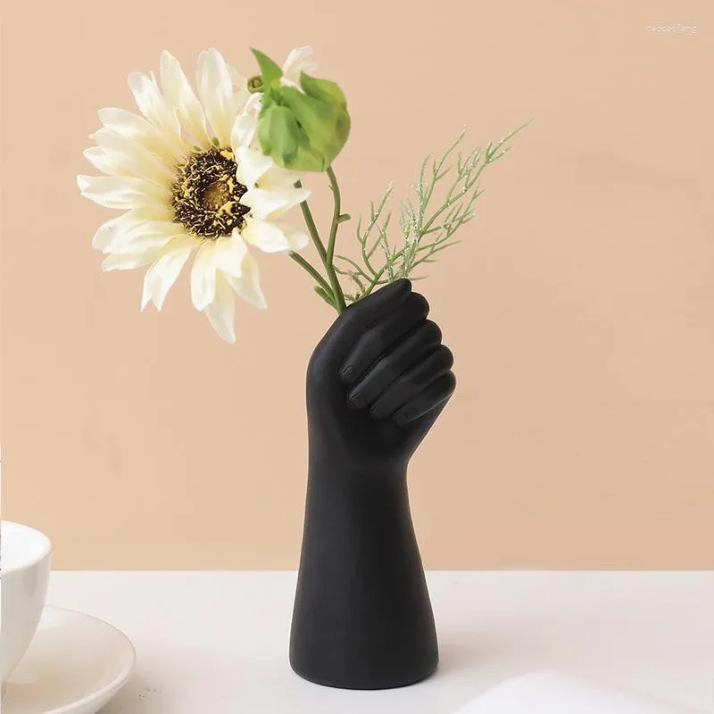 Vazen 1 stks Scandinavische stijl handvorm bloem prachtige flessen pen container hars ambachtelijke woonkamer slaapkamer thuiskantoor decor