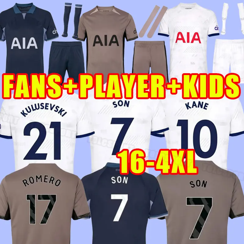 Gracz fanów Verion piłka nożna 23 23 Son koszulka piłkarska Lucas Hojbjerg Romero Reguilon Kulusevski Kane Richarlison Totten Ham 2023 2024 Kids 3xl 4xl Pełne zestawy