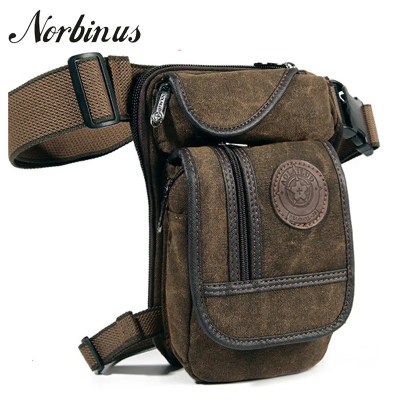 Waist Bags Norbinus Men Pack Canvas Drop Leg Bag Belt Hip Bum Motorcycle Crossbody for Shoulder Travel Thigh Pouch Fanny 230920