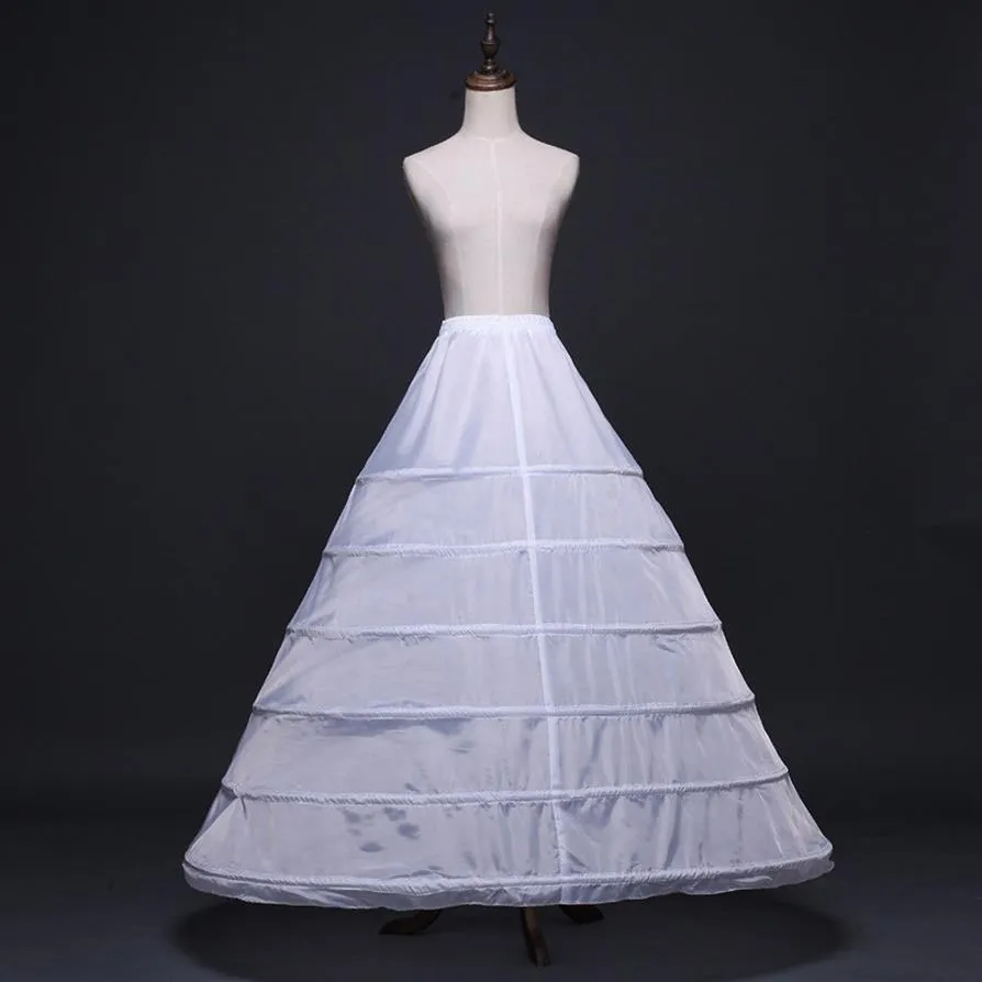 Wiosna Lato 6 Hoops White Slip Petticoat Women Wedding Petticoats Underskirt Elastyczne przyjęcie ślubne Akcesoria Crinoline276t