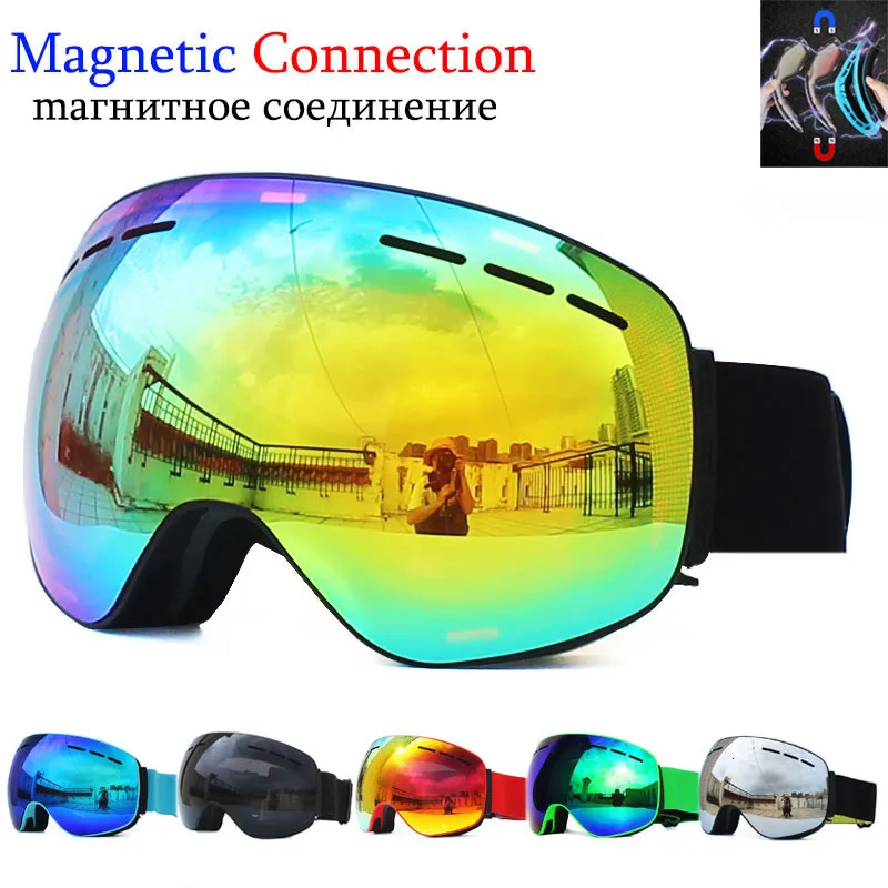 Gafas de esquí con lentes magnéticas de doble capa Esquí antivaho UV400 Snowboard para hombres Mujeres Gafas Gafas 230921