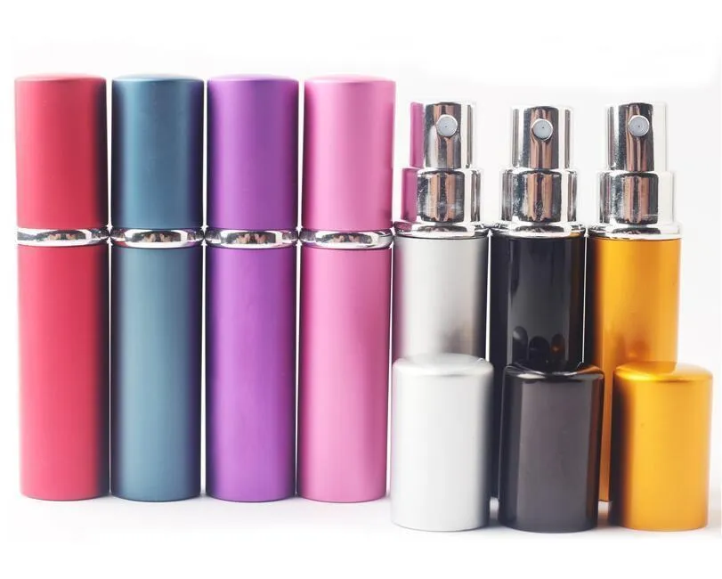 5 ml Mini Spray Parfym Bottle Travel Refillable Empty Cosmetic Container Parfym Bottle Atomizer Aluminium Refillerbara flaskor ZZ