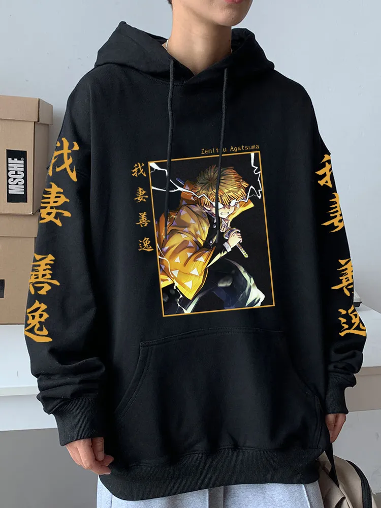 Mens Demon Slayer Hoodie: Agatsuma Zenitsu Oversized