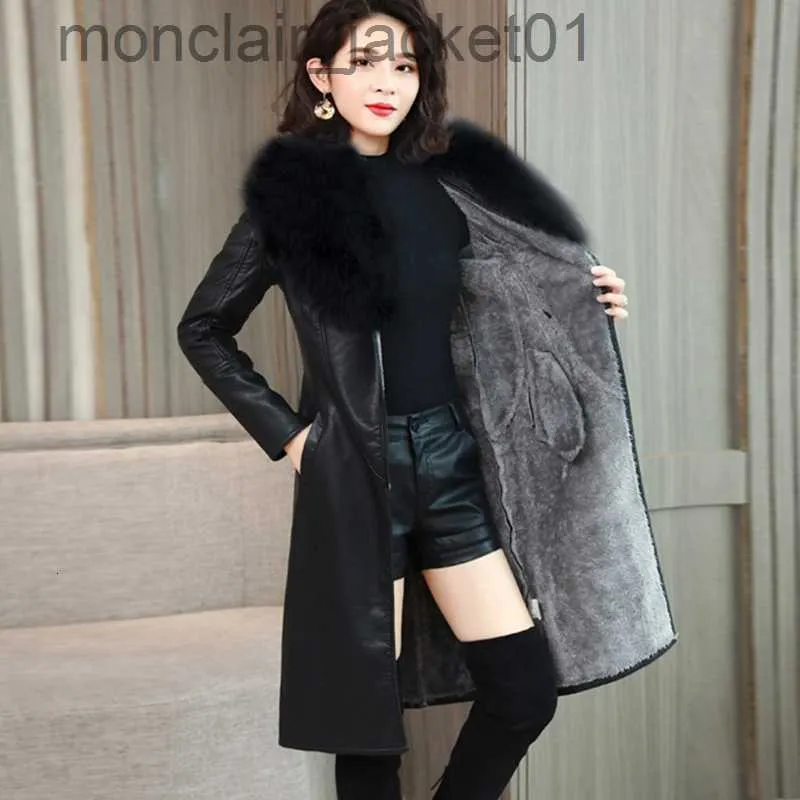 Женская меховая куртка из искусственного меха, зимнее кожаное длинное свободное пальто с воротником из искусственного меха, пальто, женская куртка, парка, женская Femme Rabbit, норка, овчина, модная лиса J230921