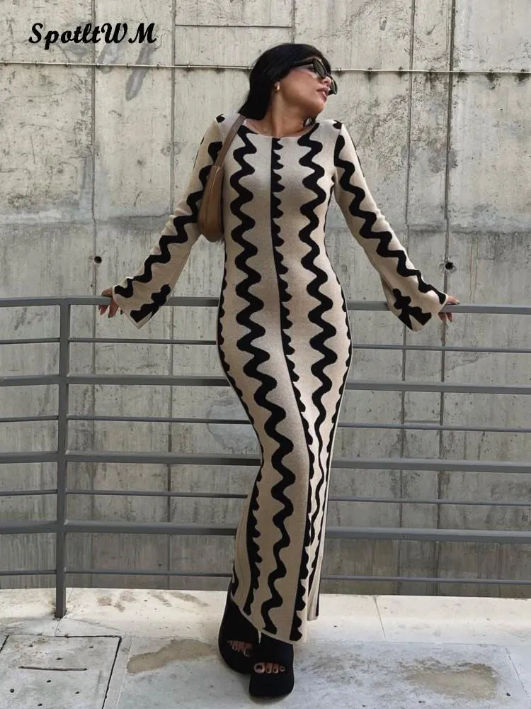 Striped Knitted Maxi Dress for Women, Ankle-Length Empire Waist, V-Neck  Short Sleeve Pullover Synthetic Fiber Dress from Dhgate Basic & Casual  Dresses - price 55.52