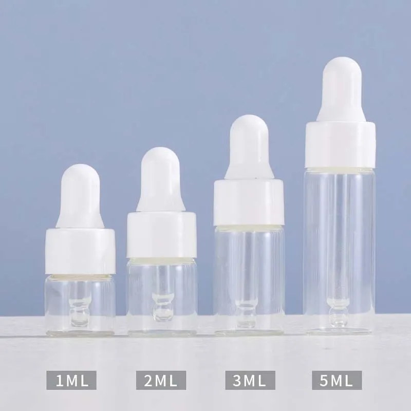 3ml 5ml Clear Glass Dropper Packaging Bottle Sample Container 1ml 2ml Mini Amber Essential Oil Perfume Tiny Portable Bottles Vial