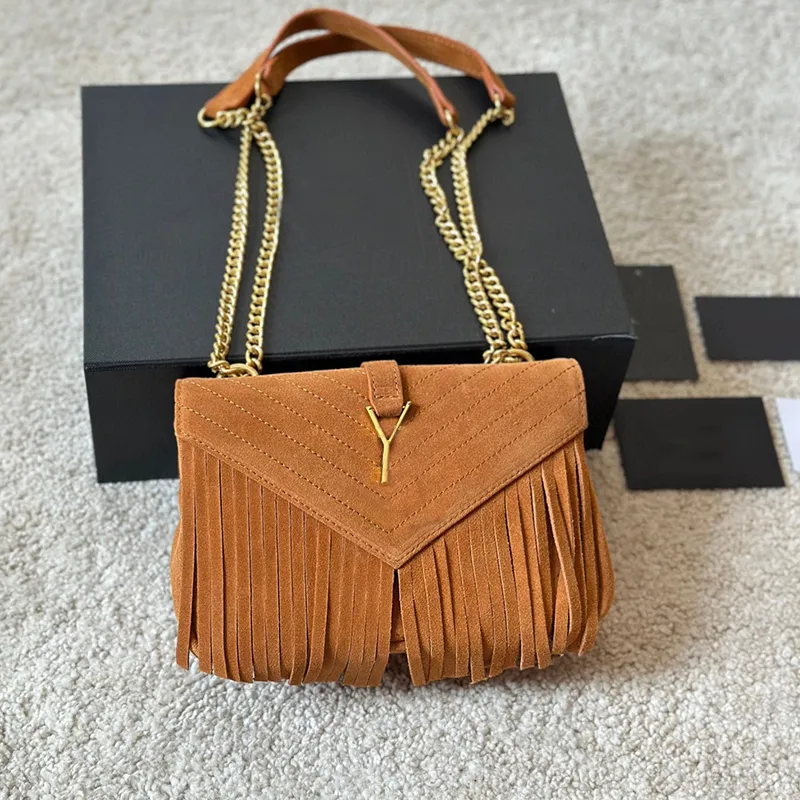 Designer Womens axelväskor Mocka Tassel Bag Fashion Casual Chain damläder Tote Handväskor