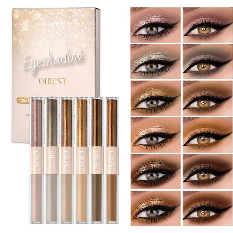 Eye Shadow 6pcs Eyeshadow Liquid Double Head Glitter Eyeshadow Gel High-pigmented Eye Primer Quick Drying Eyeshadow Long-lasting Eyeliner 230921