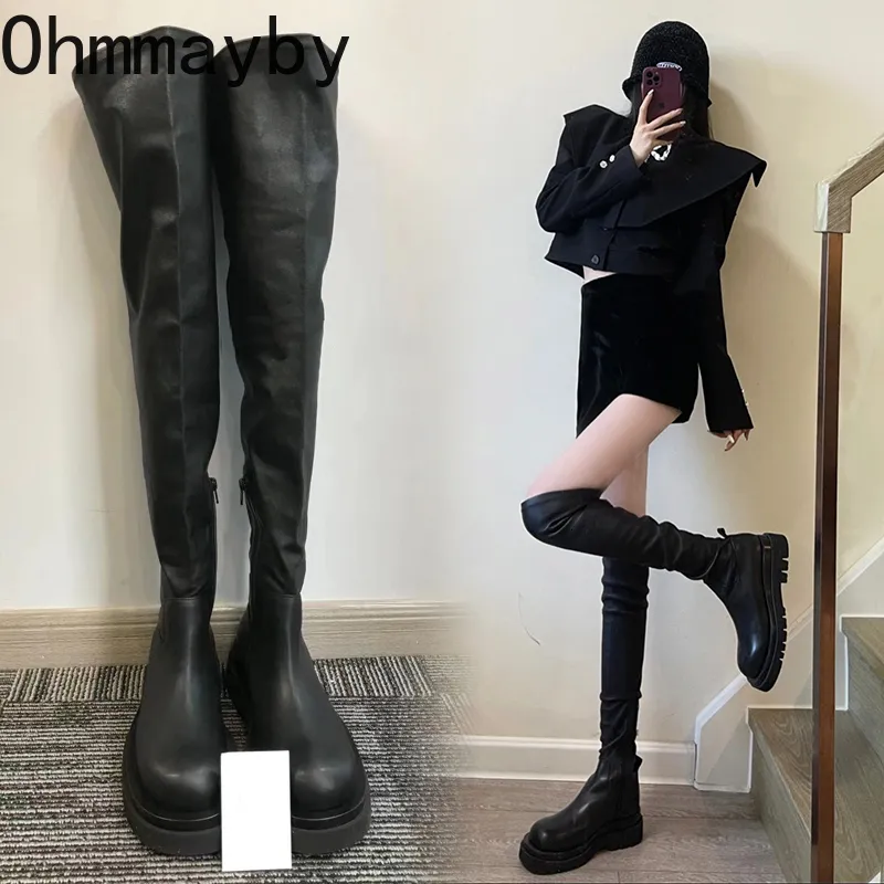 Stiefel Winter Hohe Für Frauen Mode Dicke Sohle Lange Weibliche Elegante Plattform frauen Über das Knie 230920