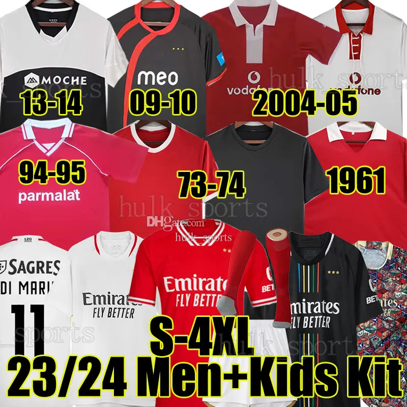 Di Maria Aimar Cardozo Benfica Retro Soccer Jerseys 1961 94 95 2004 05 09 10 13 Nuno Gomes Matic Simao Rodrigo David Luiz 2023 Rafa Neres G Ramos Enzo 4XL Football Shirts