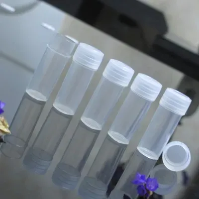 Mini plastic packing bottles 5g transparent plastic powder bottle sample bottle storage container with sealed lid