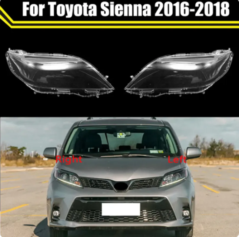 Auto Faro Trasparente Borsette Lampada Ombra Faro Copriobiettivo Copertura Paralume Custodia Per Toyota Sienna 2016-2018