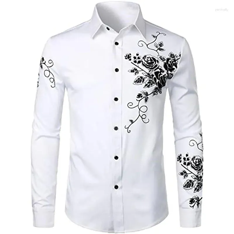 Chemises habillées pour hommes Mode d'automne Luxe Social Revers Boutonné Casual Dot Print Manches longues Tops Pulls