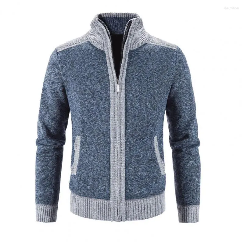 Herensweaters Knappe mannelijke trui Jas Geribbelde zoom Skin-Touch gebreid vest Patchwork Kleur