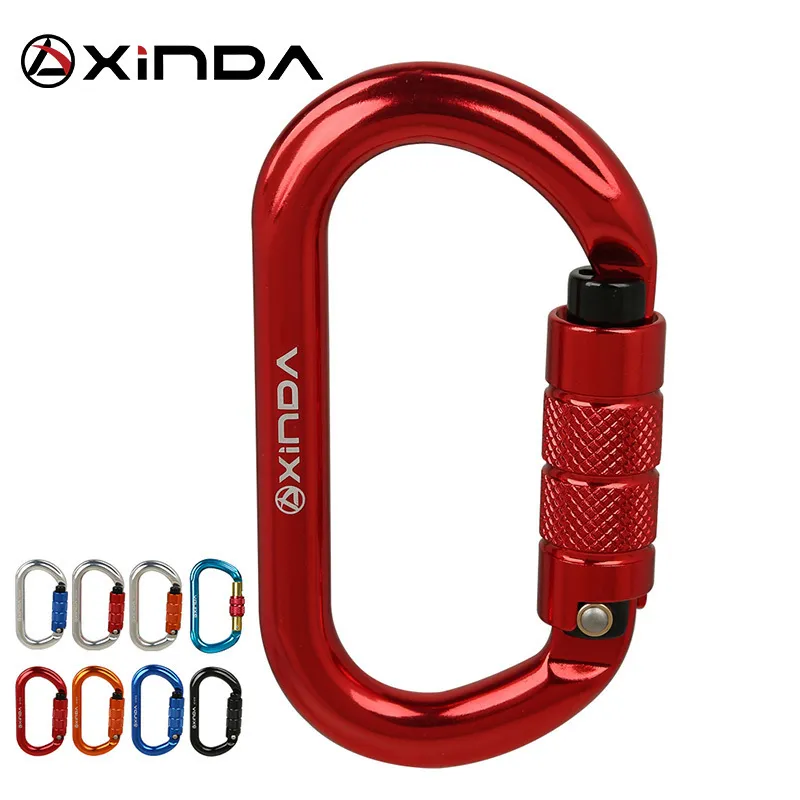 Carabiners Xinda O 형 잠금 버클 자동 안전 마스터 카라비너 ​​멀티 컬러 5500lbs 크로싱 후크 등산 록 산악인 장비 230921