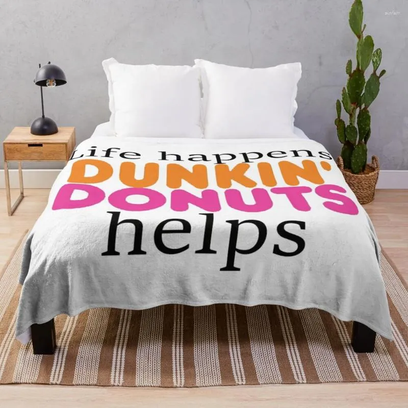 Couvertures La vie arrive... Dunkin Donuts aide à jeter une couverture, couvre-lit, canapés à carreaux de décoration