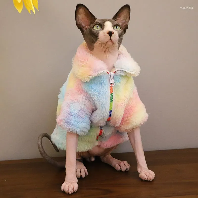 Cat Costumes Winter Velvet Thick Warm Jacket Turtleneck Zipper Quilted DevinRex Konis Clothes For Sphinxes Sphinx Hairless