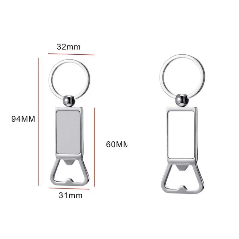 Openers 500Pcs Sublimation Blank Beer Bottle Opener Keychain Metal Heat Transfer Corkscrew Key Ring Household Kitchen Tool Sn2971 Dr Dhzyc