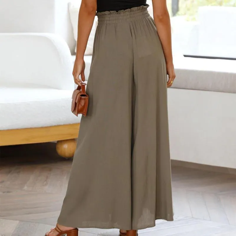 Dress Pants for Women Business Casual Ladies Solid Color Cotton Linen  Elastic Waist Loose Wide Leg Pants, Black, Small : : Clothing,  Shoes & Accessories