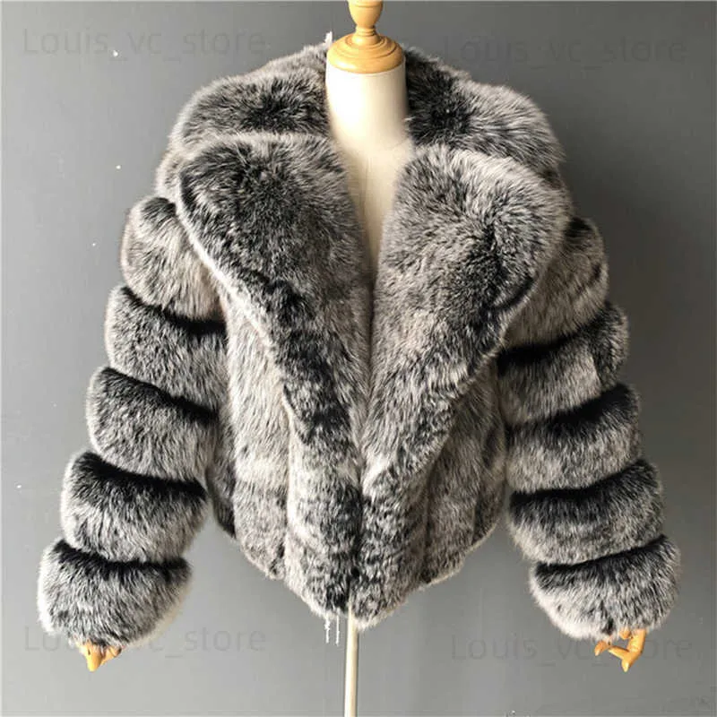 Damen Pelz Kunstpelz Mongolischer Pelzmantel Frauen Silber Grau Kunstpelz Jacke Dicke Warme Flauschige Winter Oberbekleidung Büro Dame Künstliche Pelzmäntel T230921