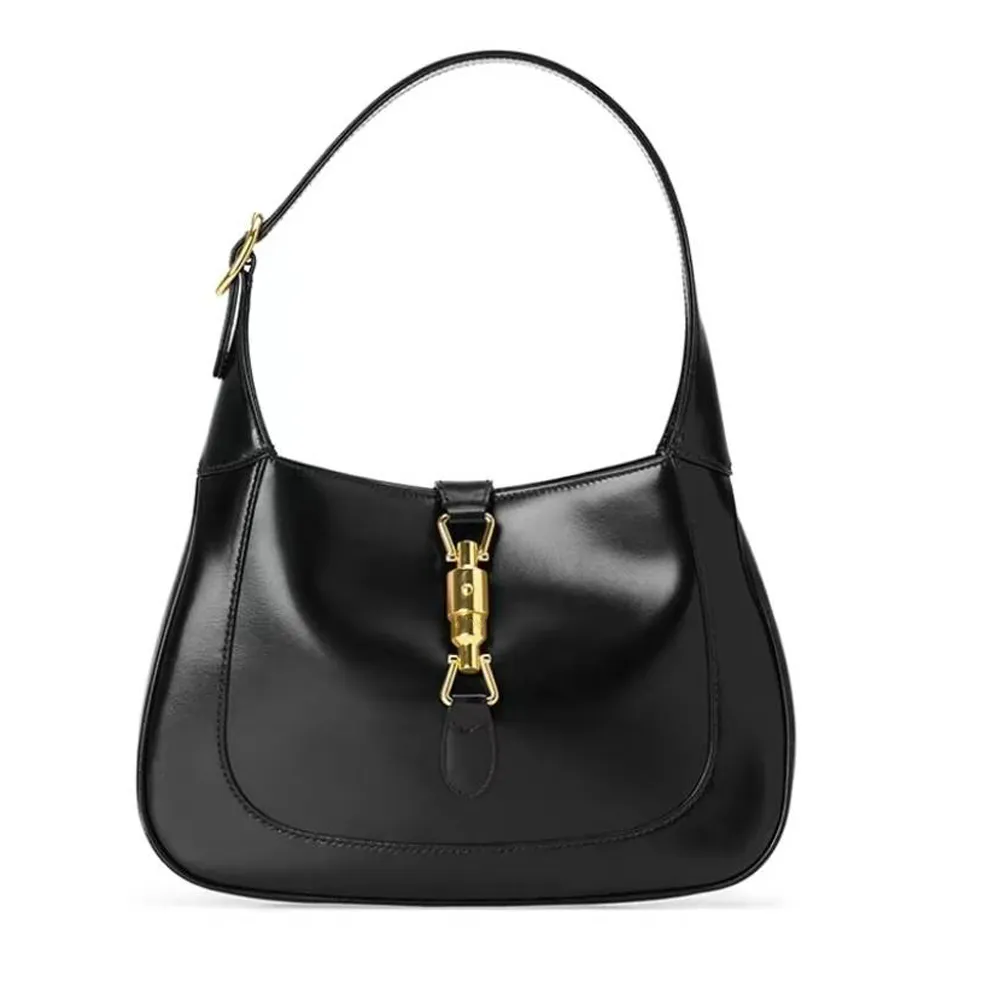 حقائب مصممة Jackie 1961 العناصر الكلاسيكية عناصر Gold Lable Leather Leather Half Moon Lound Counter Bag 02