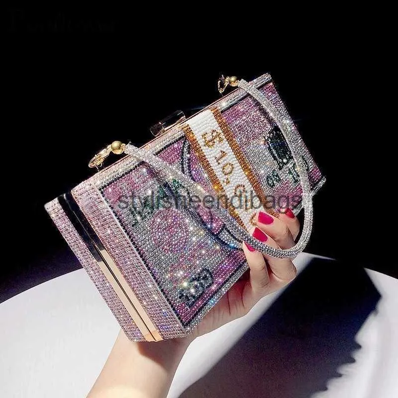 Evening Bags Shoulder Bags Crystal Women's Wedding Clutch Bag Luxury Designer Party Money Bag Purses Chain Shoulder Bag Handbagsstylisheendibags