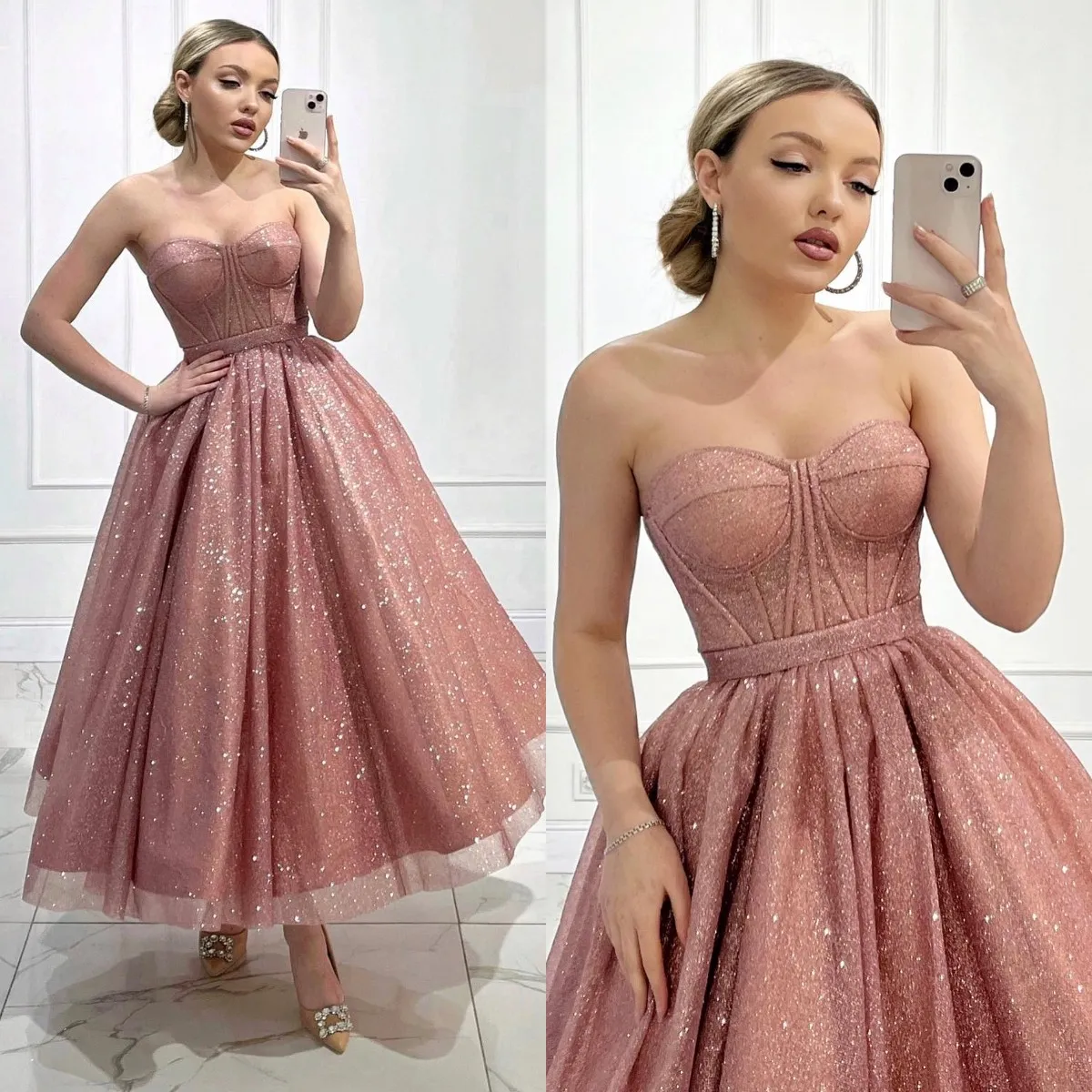 Sweetheart Long A-line Pink Shemmering Prom Dresses, Lovely Prom Dresses, 2020 Prom Dresses Sweetheart Long A-line Pink Shemmering Prom Dresses, Lovely Prom Dresses, 2020 Prom Dresses