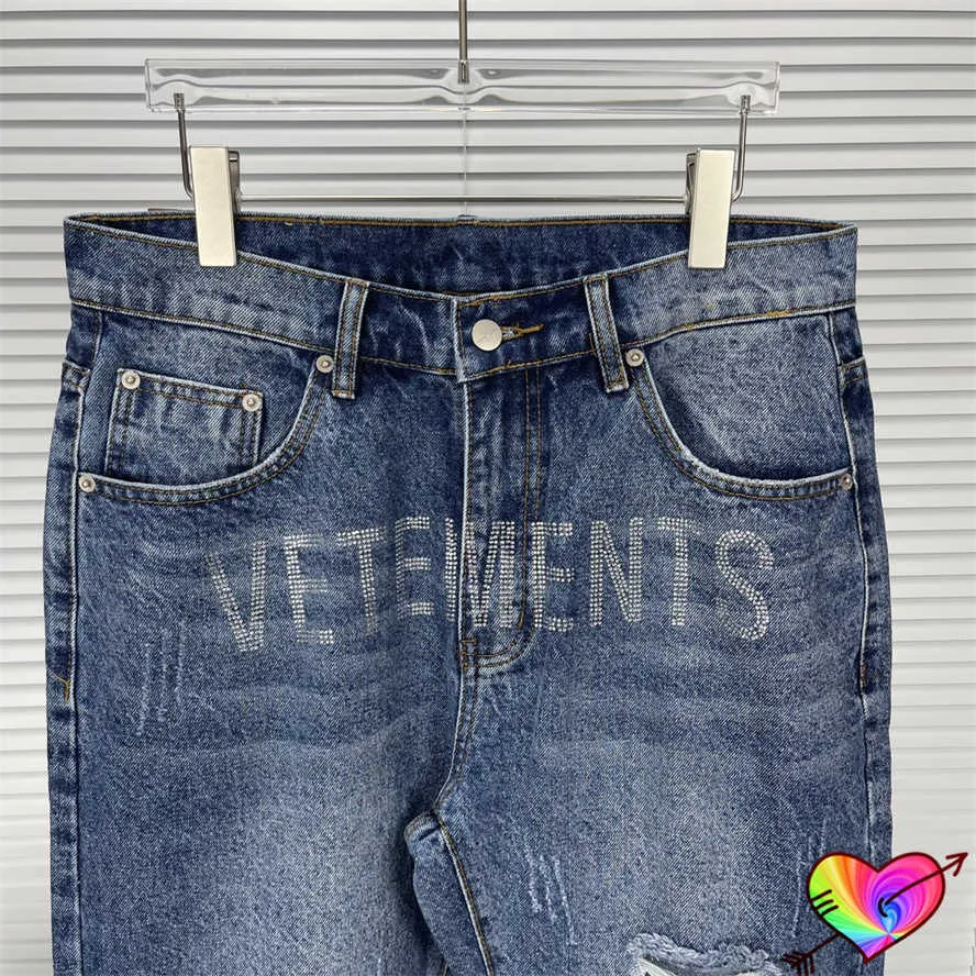 Mens Jeans Rhinestones Back Pockets