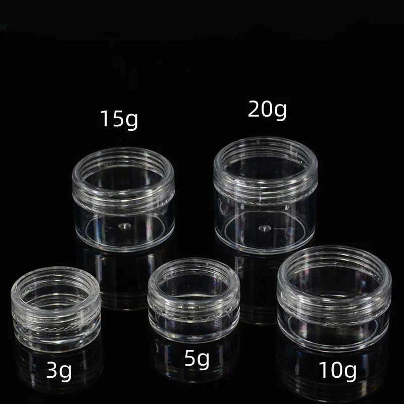 Containers Jars 3g 5g 10g 15g 20g Clear Plastic Box Transparent For Cosmetic Wax Storage Makeup Balm Face Cream Eyeshadow Nail Lip Gloss Refillable Small Sample Pot