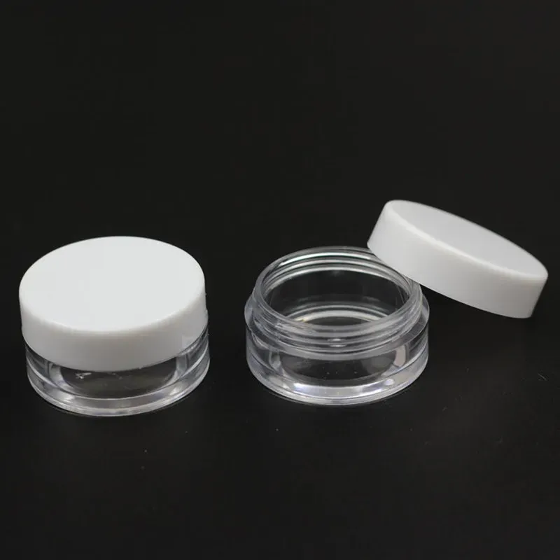 10g Empty Small Plastic Jars Bottles Cosmetic Jar Pot Box With White Lid PS Sample Cream Cosmetic Containers Packaging