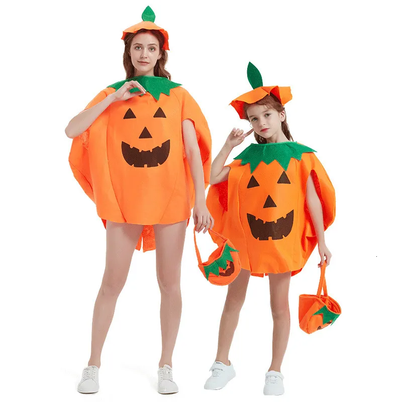 Tematdräkt Halloween Cosplay Kids Costume Jack-of-The-Lantern Adult Pumpkin Top Hat Tote Bag Set Masquerade Prop Holiday Gift 230921