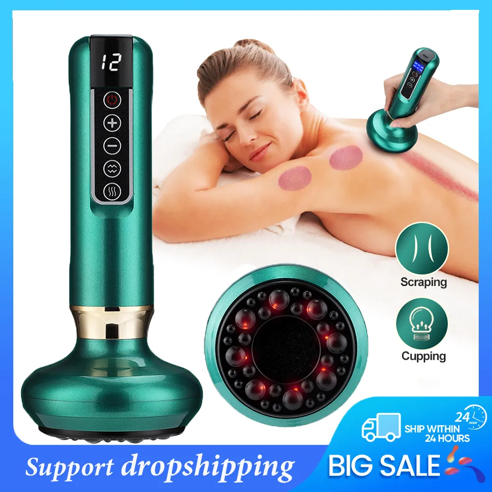 Andra massageposter Electric Cuping Massager Vacuum Sug Cup Guasha Anti Cellulite Beauty Health Scraping Infraröd värme Slimming Massage Therapy 230921