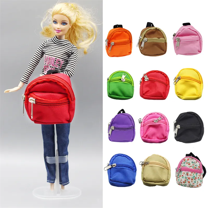 Mini-Puppenrucksack, niedlicher Reißverschluss-Rucksack, Schultaschen, Puppenzubehör, Miniaturen, Puppenschultaschen für Mädchen und Jungen