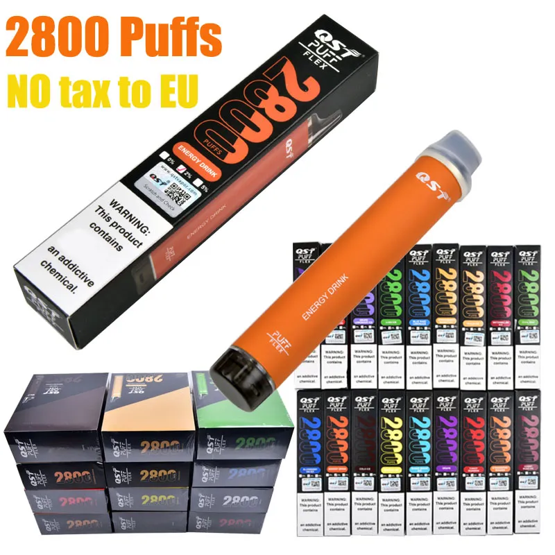 QST Puff Flex 2800 puffs engångs e-cigaretter Vape Pen Device med mesh spole