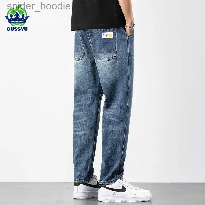 Men's Jeans Autumn Winter High Quality Cotton Jeans Men Harem Ankle Length Pants Classic Retro Blue Brand Loose Denim Trousers Male 28-38 L230921