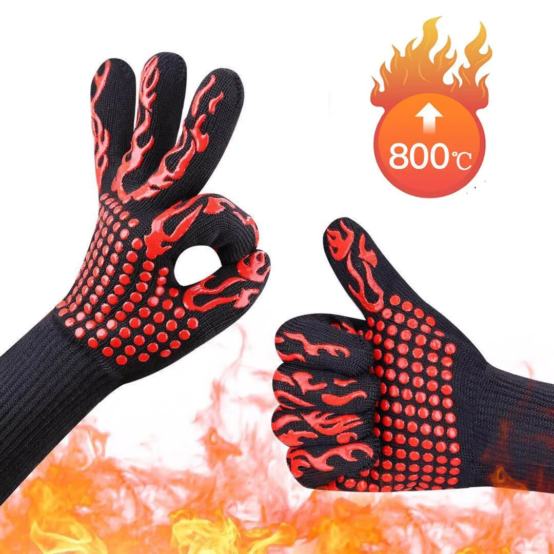 BBQ Tools Accessories 2st Fireproof Gloves Barbeque 500 graders flamskyddsmedel för värmeisolering Mikrovågsugn 230920