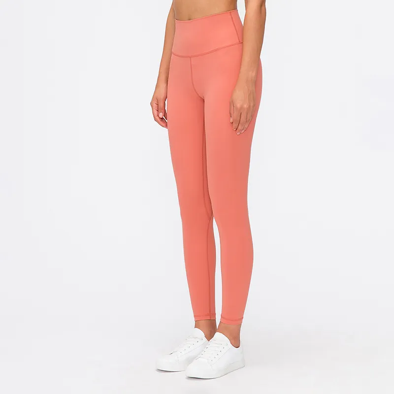 Al0lulu med logo leggings kvinnors yoga byxor hög midja som kör tätt stretch små fot sport fitness byxor