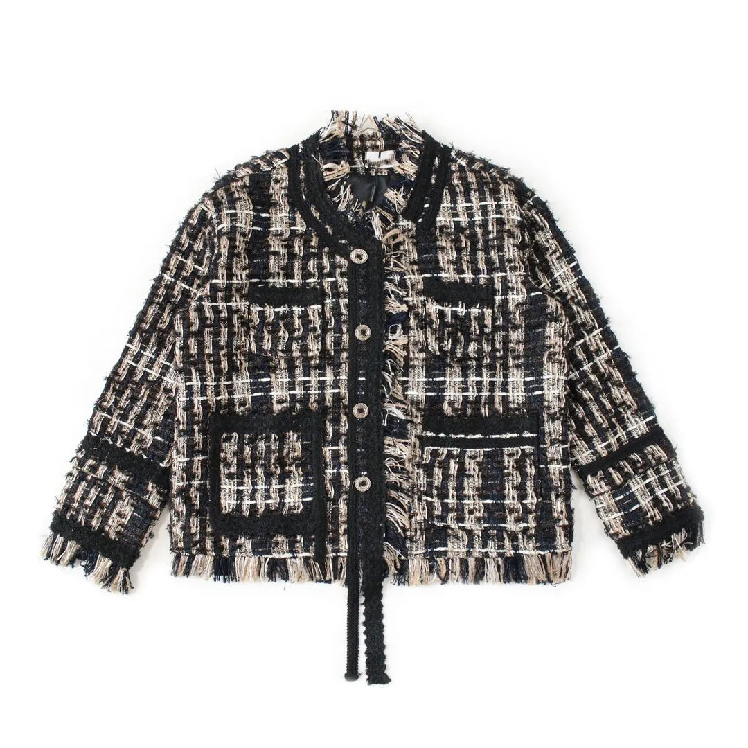 Charlie Luciano Camisa curta feminina jaquetas botão CL pequena fragrância trançada xadrez casacos masculinos Shackets dourado preto branco quente outwear Streak Tartan Parkas roupas