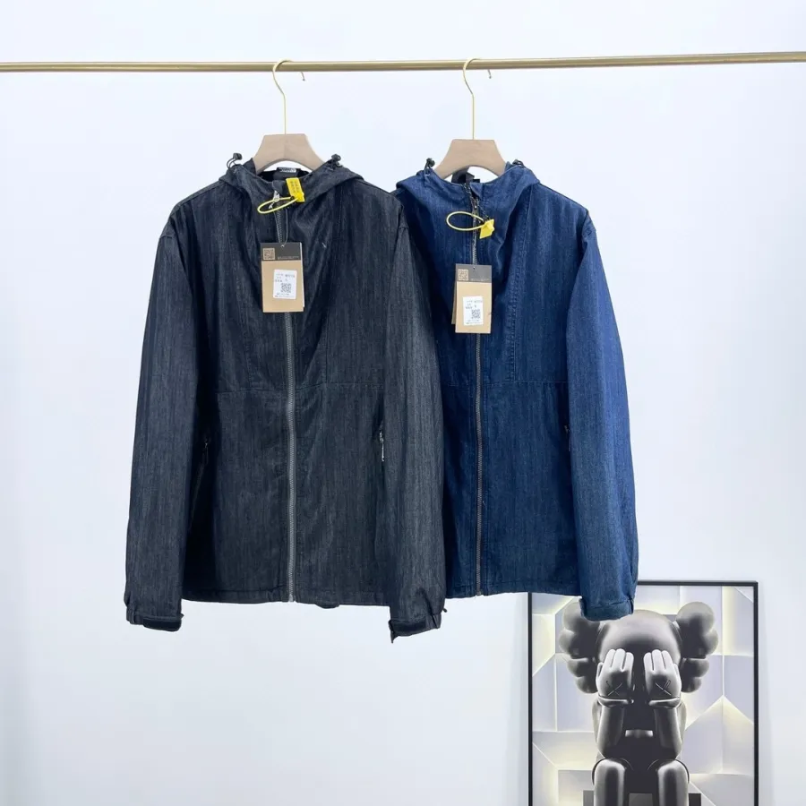 2023 осенняя мужская стираная джинсовая куртка, пальто с вышитым логотипом, уличная повседневная верхняя одежда с капюшоном для альпинизма, топы