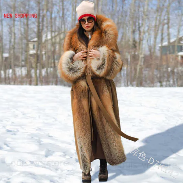 Women's Wool Blends Brown Winter Coat Women Warm Faux Fur Coat Korean Hooded Imitation Mink Hair Long Jacket Loose Thick Hairy Faux Fur Jacket 2021 T230921